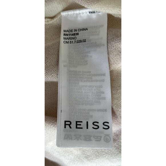 Reiss Striped Wool Cotton Polo Shirt With Half-Zip & Collar In Beige & Gray Size - Picture 7 of 8